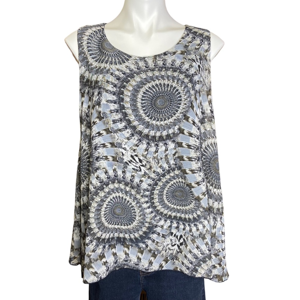 3/$20 PAPILLON Mandala Circle Pattern Sleeveless Tank Top Size Medium